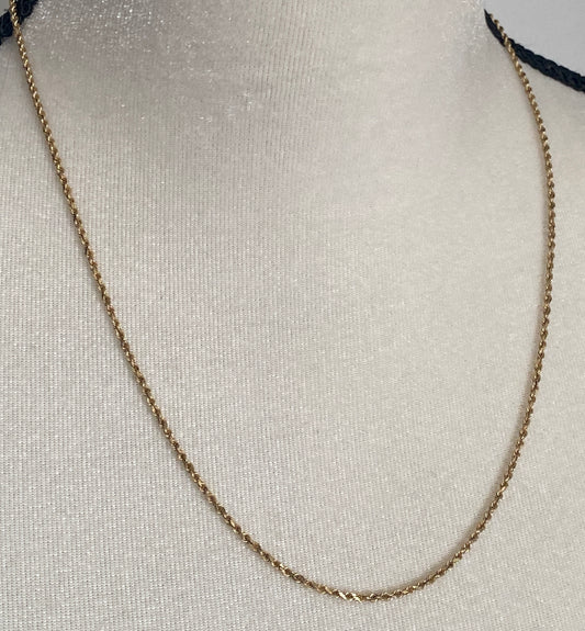 14k Yellow Gold Twist Chain Rope Necklace Signed OR 20" Long