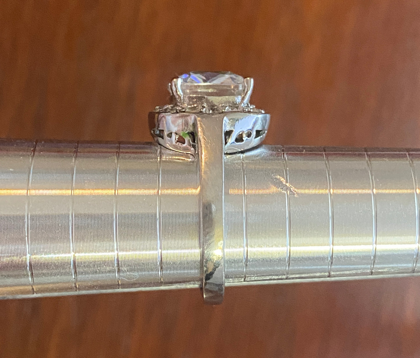 Designer RSE Sterling Silver 925 Princess Cubic Zirconia Halo Ring 8