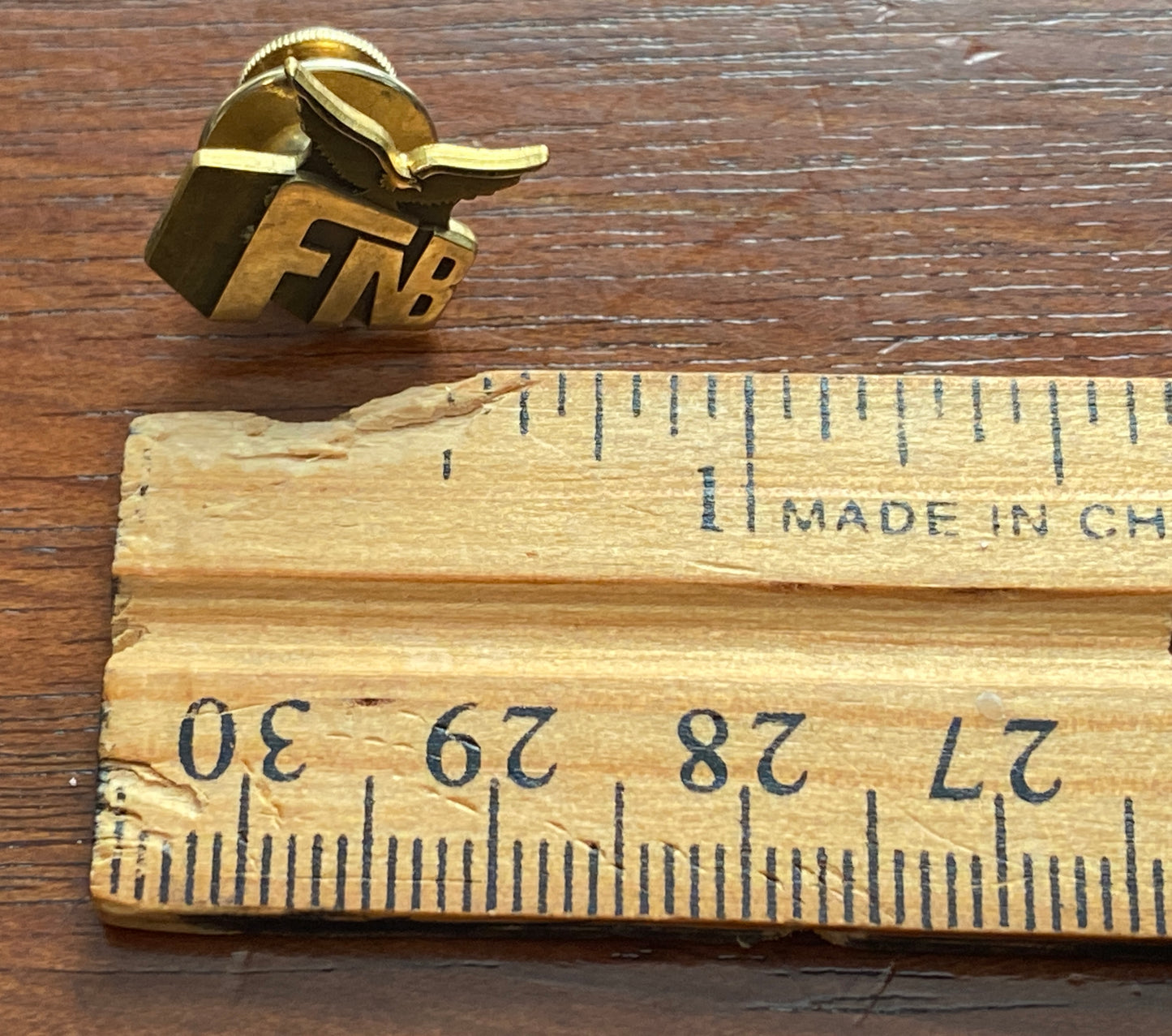 Vintage 1/10 10k Yellow Gold Advertising Employee FNB Lapel Pin