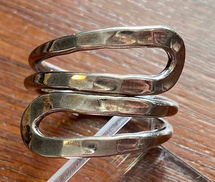 Unisex Sterling Silver 925 Modern Hammered Large Ring Sz 10.25