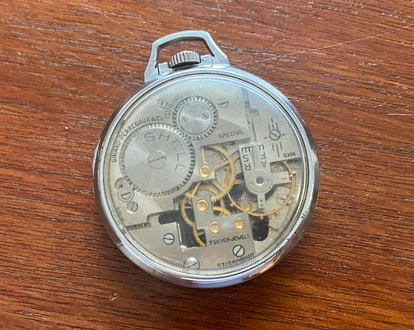 Vintage Girard Perregaux Skeleton for Shell Oil Mechanical Pocket Watch GXM