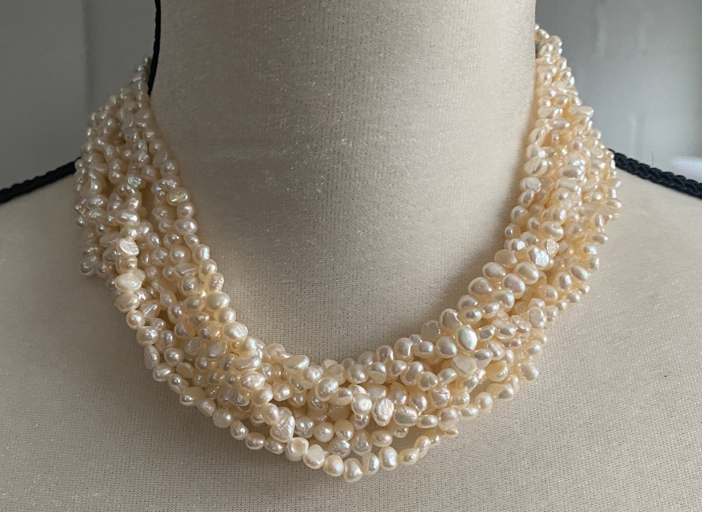 Ross-Simons Freshwater Pearl Multistrand Sterling Silver Collar Necklace w Box