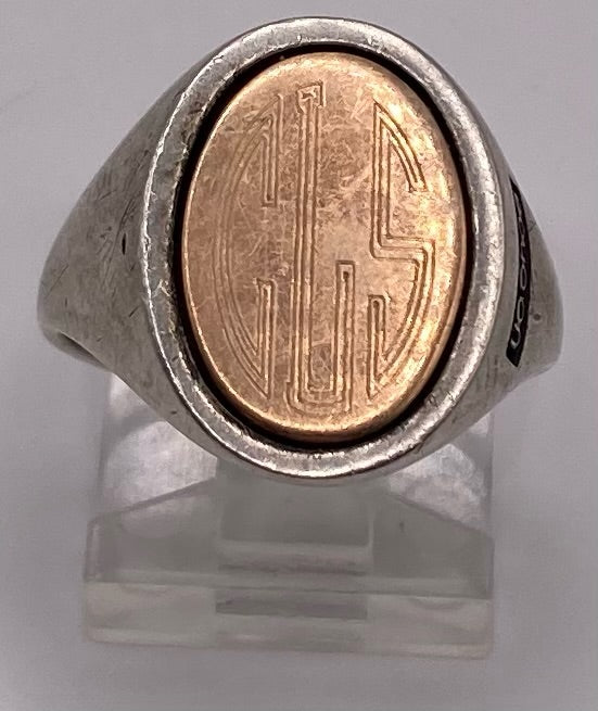 Vintage Monogrammed Signet Ring Sterling Silver US SHOE Sz 7.5