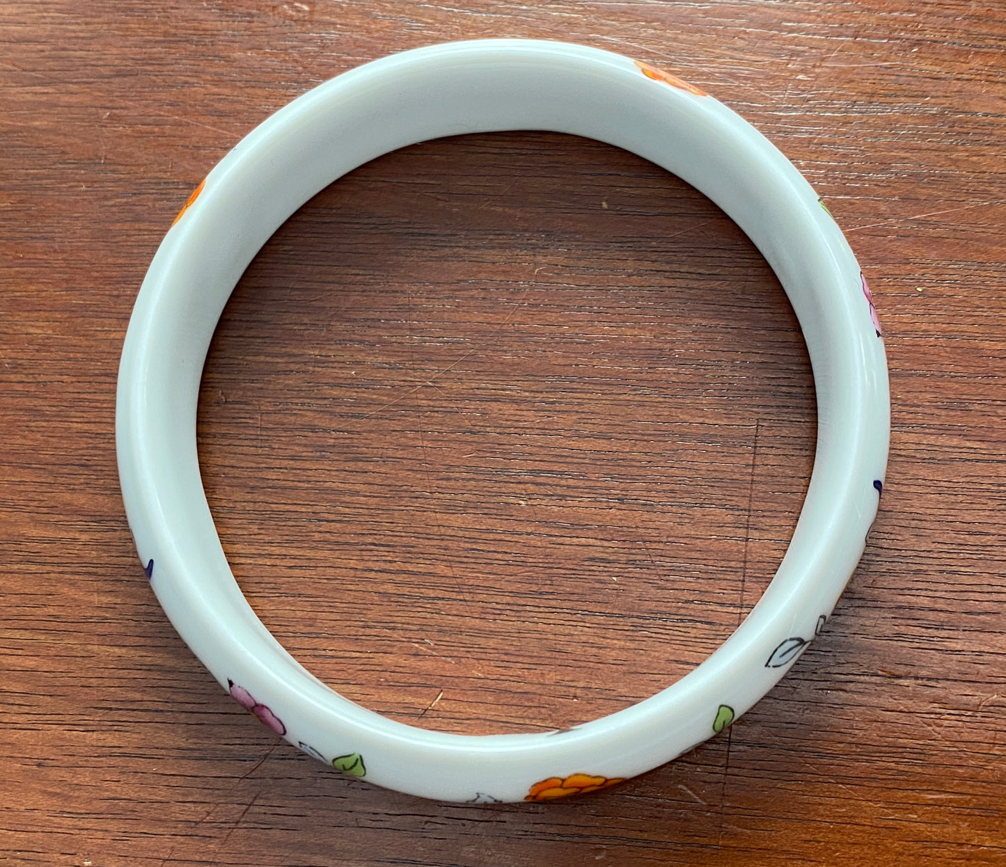 Vintage Limoges Porcelain Tharaud Bangle Bracelet Floral Flower France