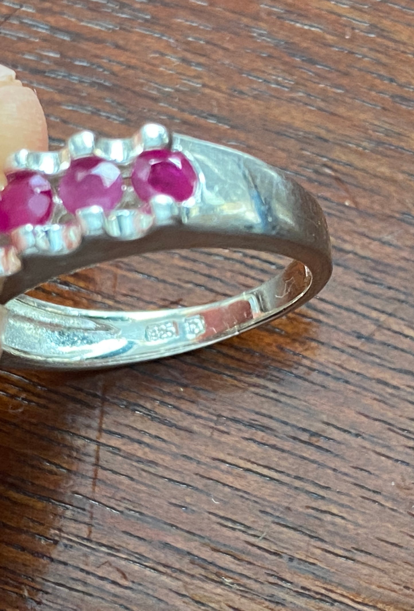 Sterling Silver 925 Ruby Row Ring Channel Set Sz 5.75