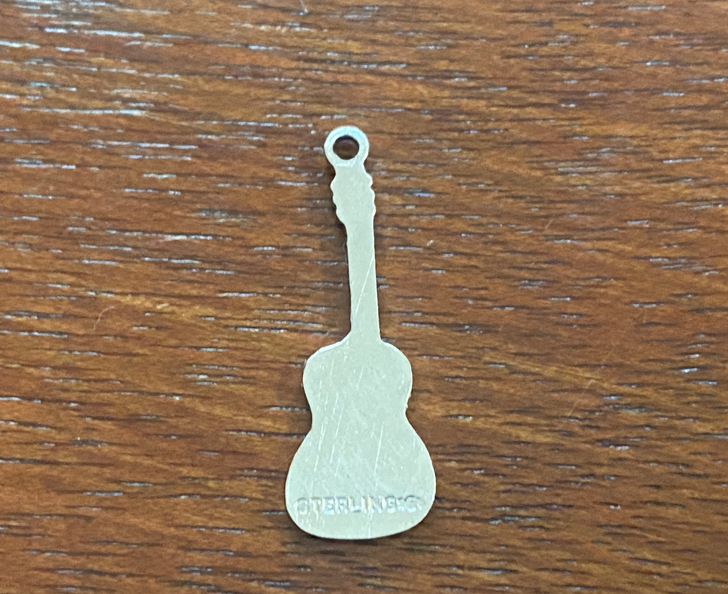 Sterling Silver 925 White Enamel Guitar Charm