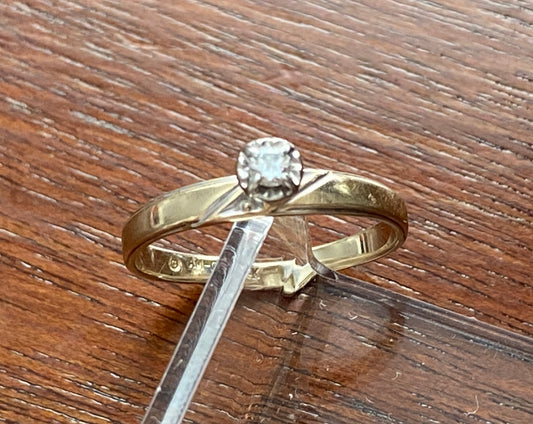 Vintage 14k Yellow Gold Diamond Engagement Ring Sz 5.75 Signed AM-G