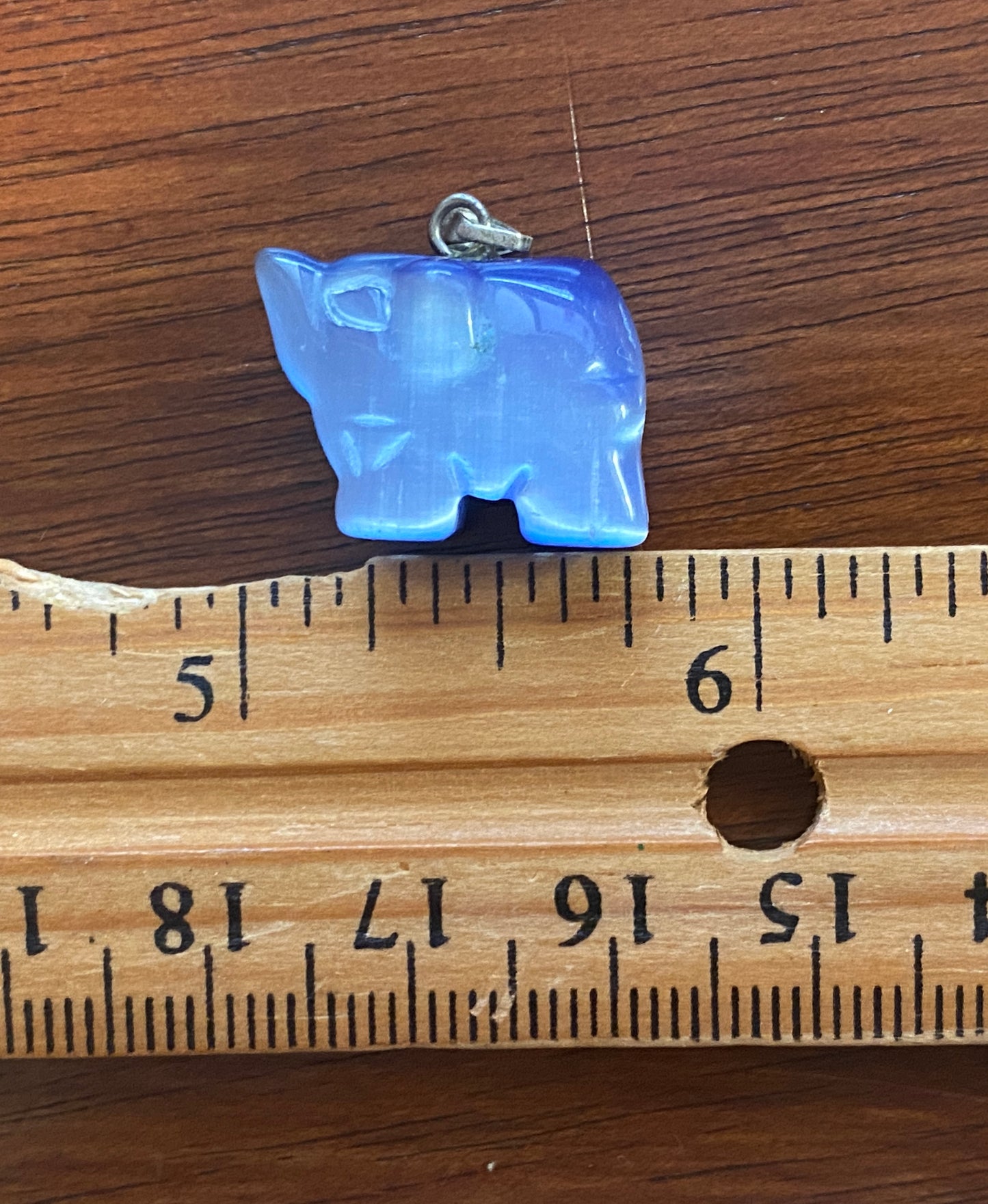 Blue Carved Elephant Pendant Charm