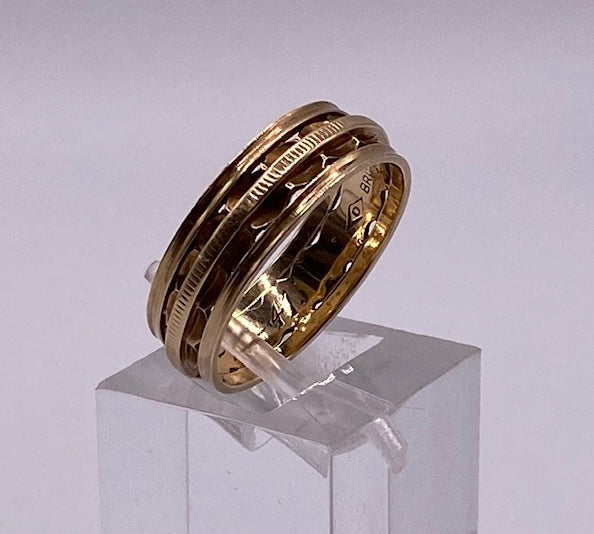 Vintage 14k Yellow Gold Textured Wedding Band Ring Sz 6.25