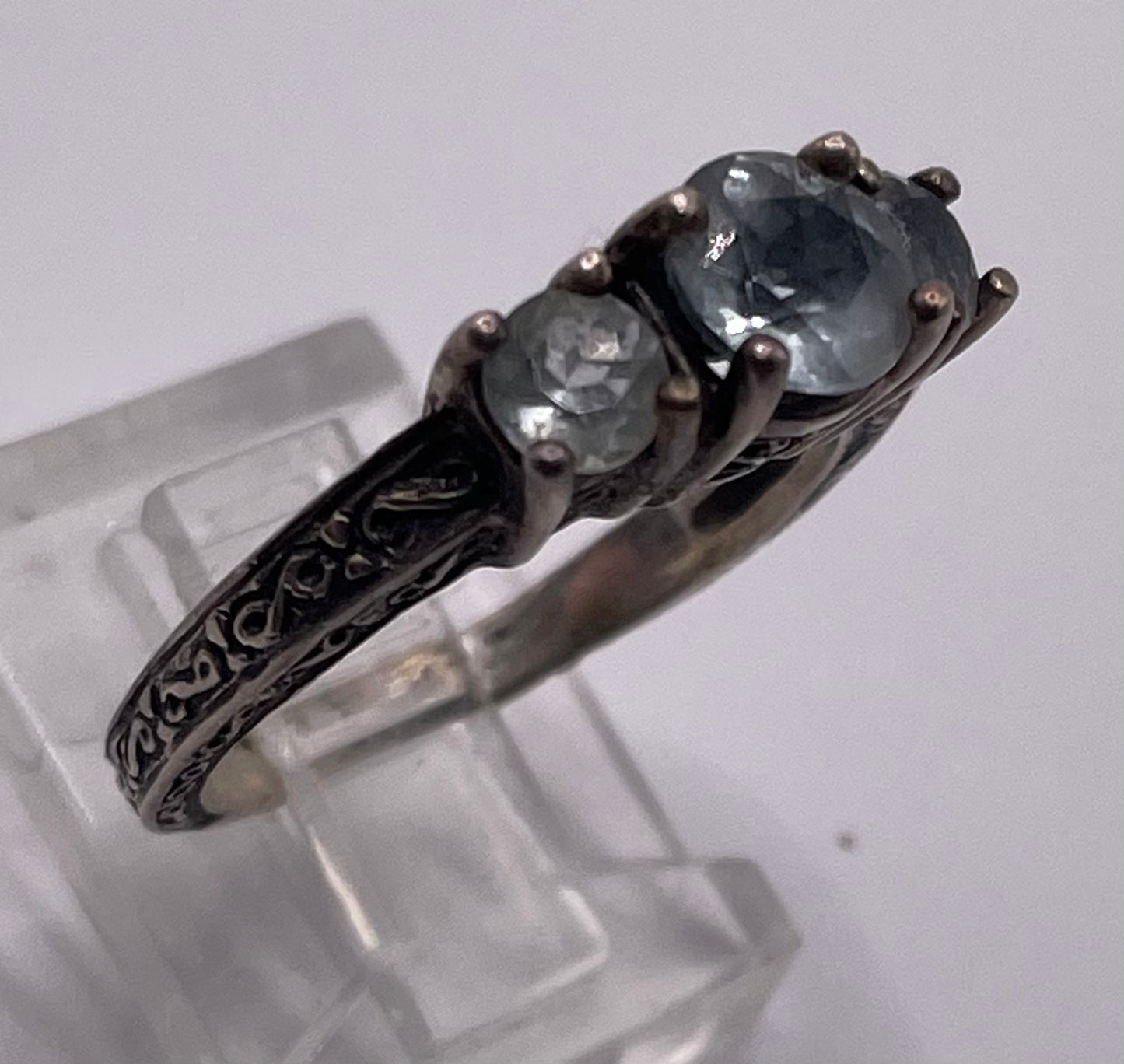 Sterling Silver 925 3 Stone Ring Sz 6.75