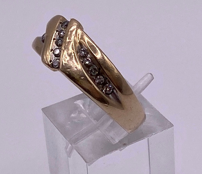 10k Yellow Gold Channel Set Diamond Mens Ring Sz 9.5