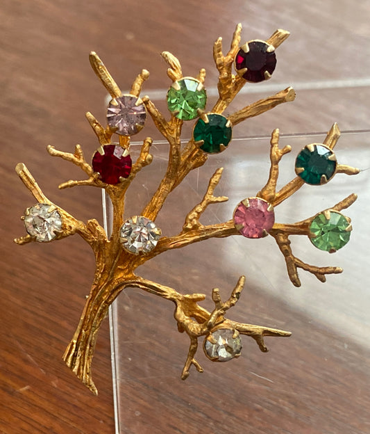 14k Yellow Gold Tree of Life Family Tree Brooch Pin 11.3g