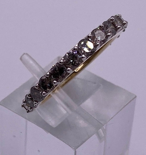 10k Yellow Gold .80tcw Prong Set Round Diamond Band Ring Sz 5.25