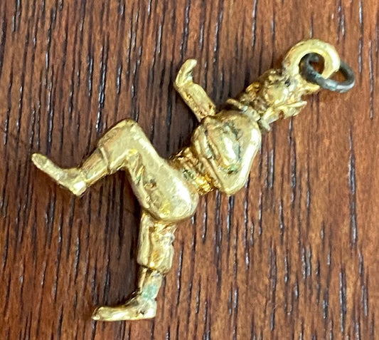 Retro Style Gold Tone Football Player Charm