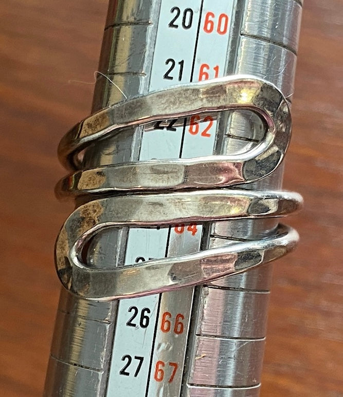 Unisex Sterling Silver 925 Modern Hammered Large Ring Sz 10.25