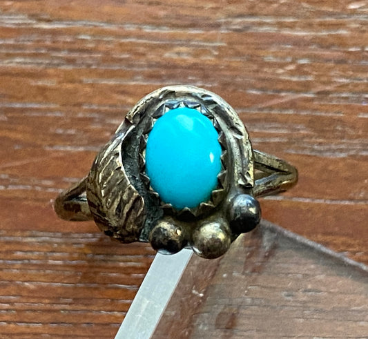 Vintage Sterling Silver Sleeping Beauty Turquoise Ring Sz 4