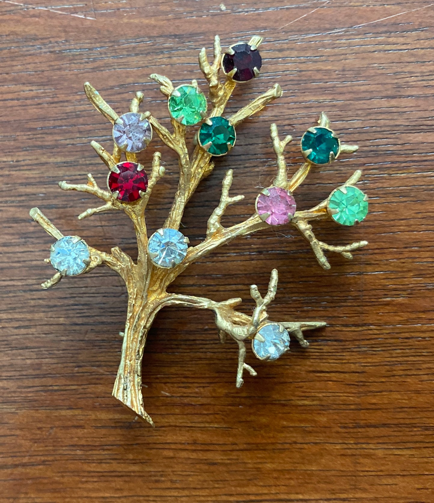 14k Yellow Gold Tree of Life Family Tree Brooch Pin 11.3g