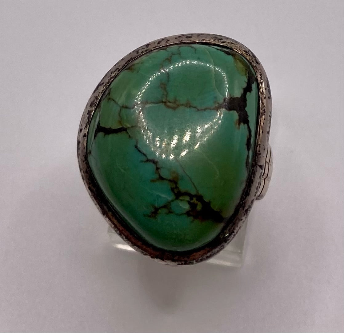 Sterling Silver 925 Turquoise Cabochon Ring Sz 8