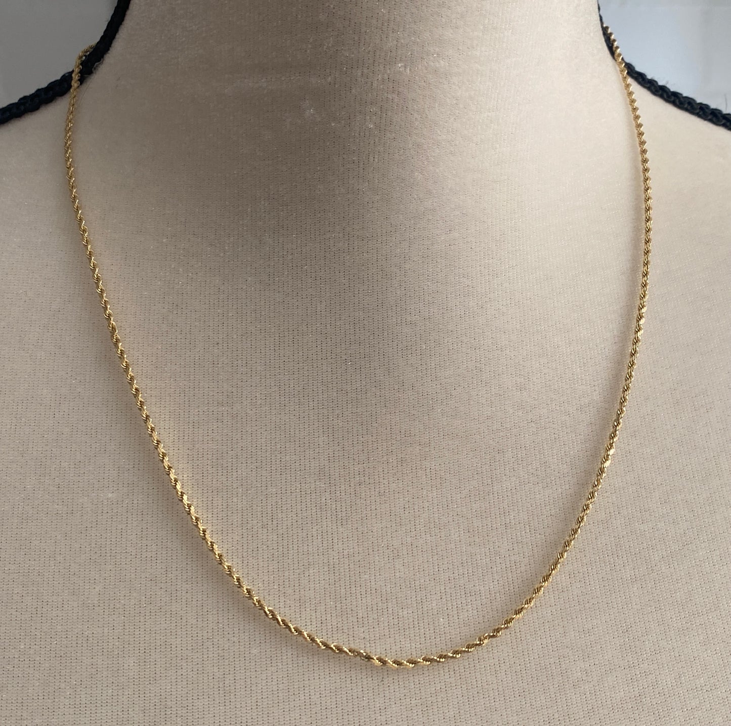 14k Yellow Gold Twist Rope Chain Necklace 20" Long x 1.5mm Wide