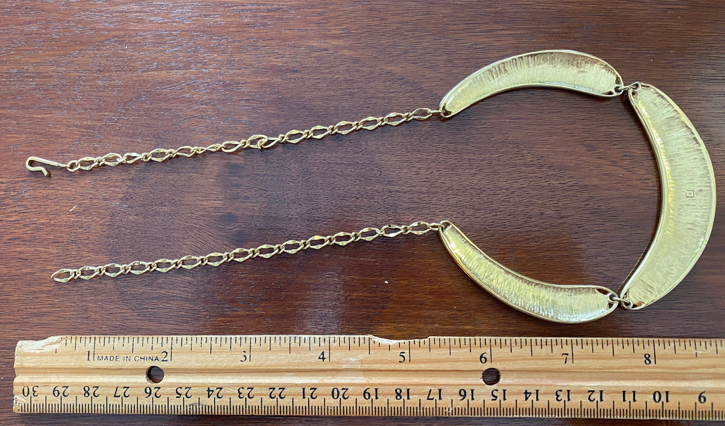 Vintage Gold Tone Adjustable Swirl Scroll Boho Collar Necklace