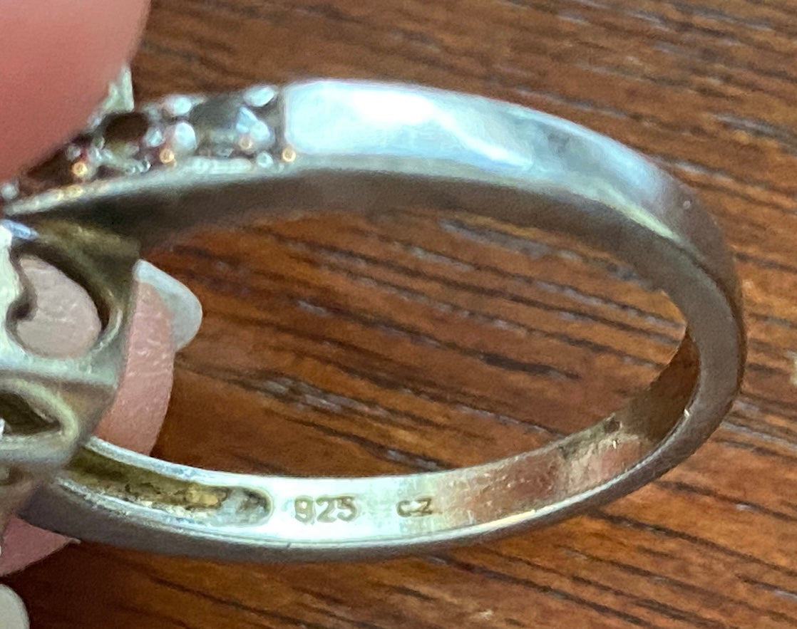Sterling Silver Fiery Opal CZ Ring Sz 8.25