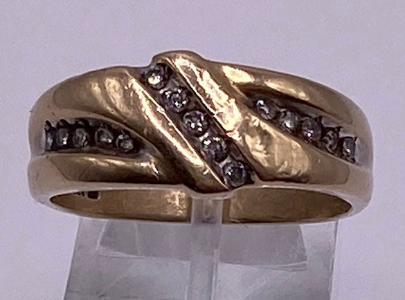 10k Yellow Gold Channel Set Diamond Mens Ring Sz 9.5