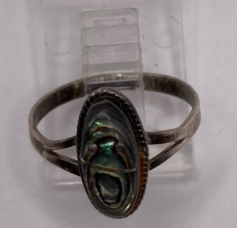 Vintage Sterling Silver 925 Abalone Ring Sz 5.5