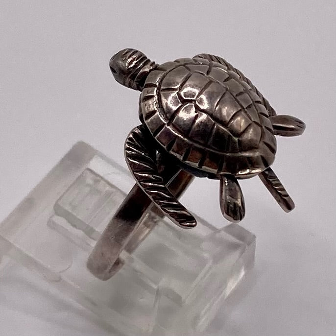 Sterling Silver 925 Sea Turtle Ring Sz 8.75 Moves Articulated