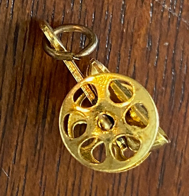 Gold Tone Wheelbarrow Cart Moving Wheels Charm