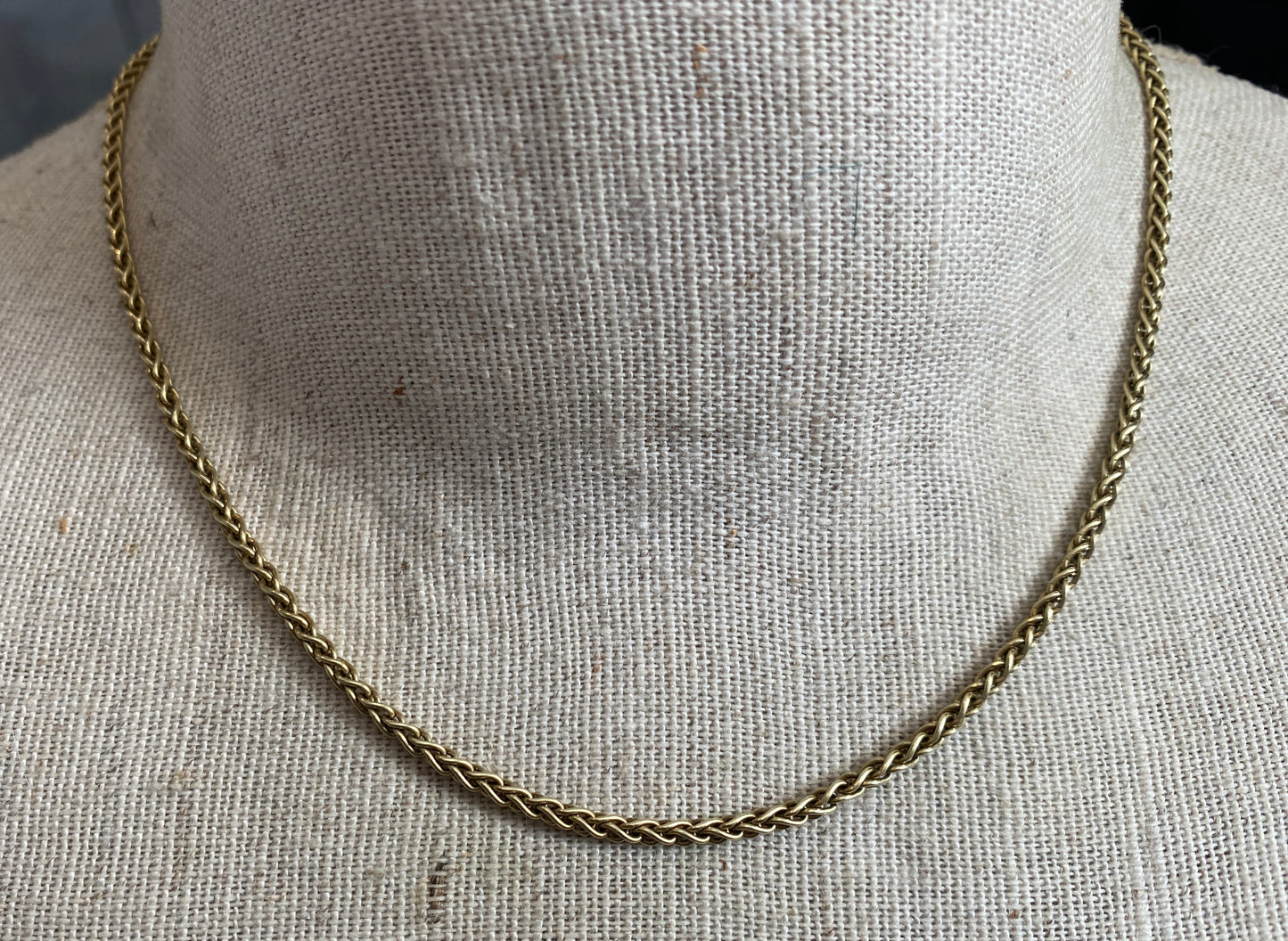 14k Yellow Gold Wheat Chain Necklace 16" Long x 2mm Wide