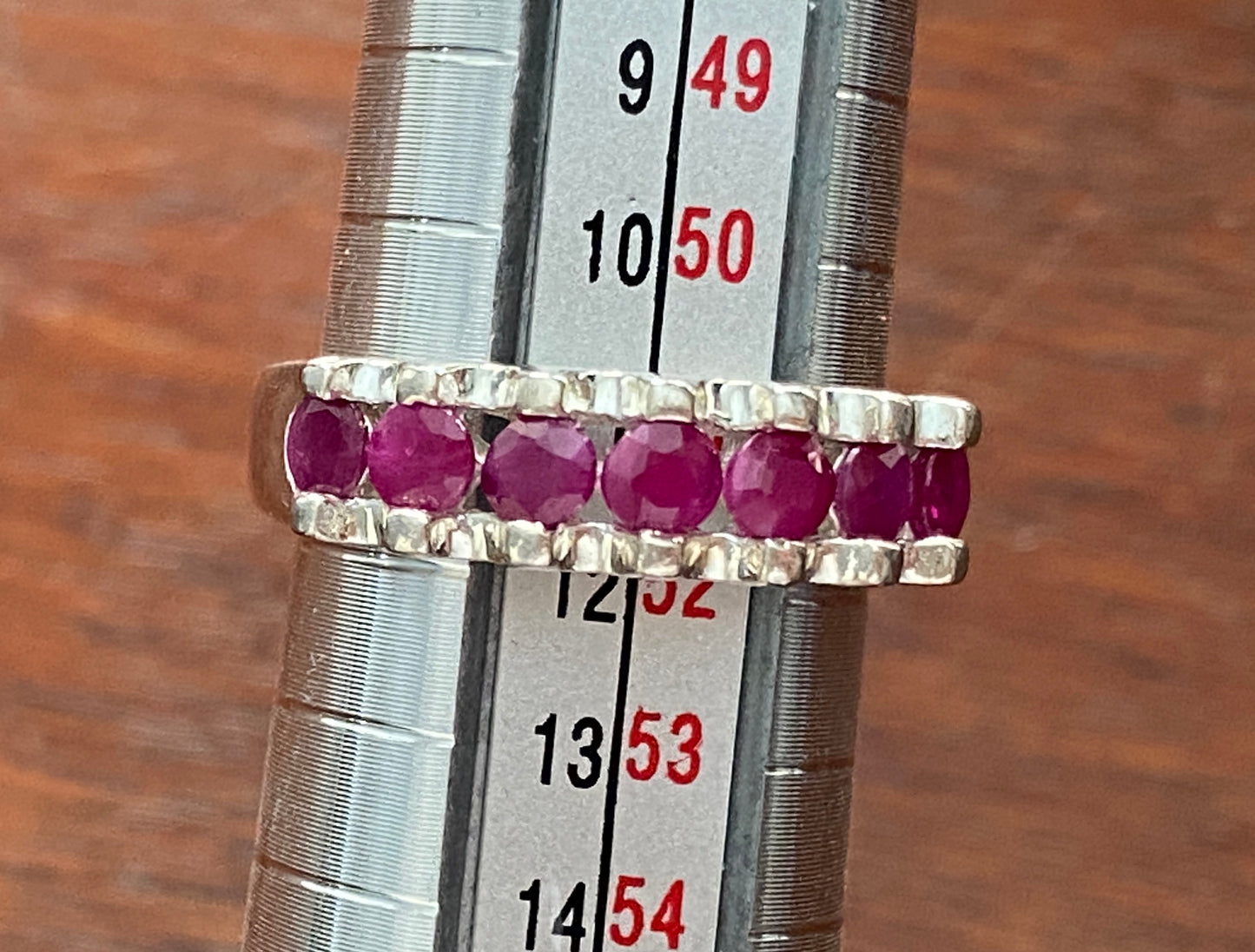 Sterling Silver 925 Ruby Row Ring Channel Set Sz 5.75