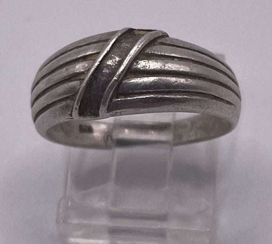 Sterling Silver 925 Modernist Modern Band Ring Sz 6.5