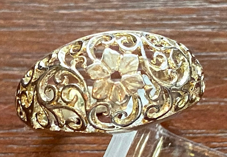 Sterling Silver 925 Scroll Flower Band Ring Sz 6.75