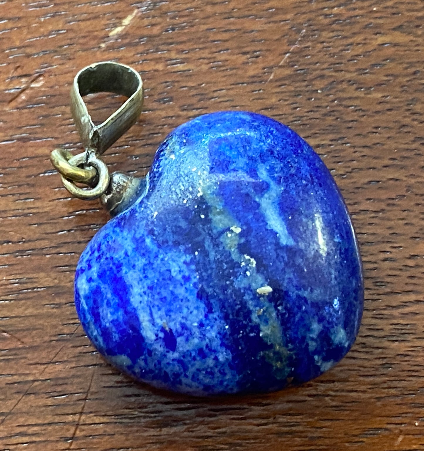 Blue Lapis Lazuli Puffy Heart Necklace Pendant