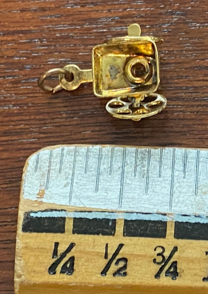 Gold Tone Wheelbarrow Cart Moving Wheels Charm