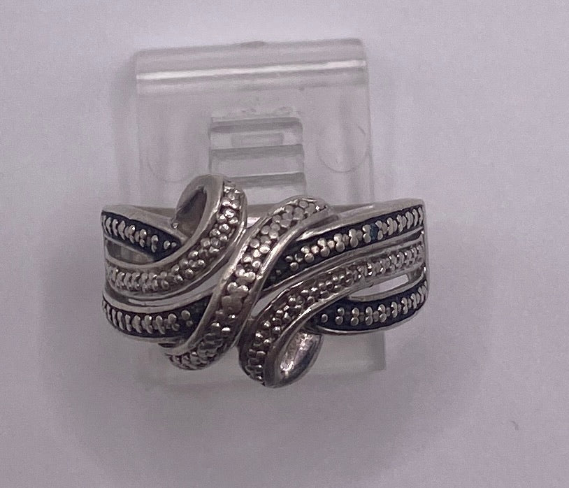 Sterling Silver 925 Diamond Accent Ring Sz 6.25