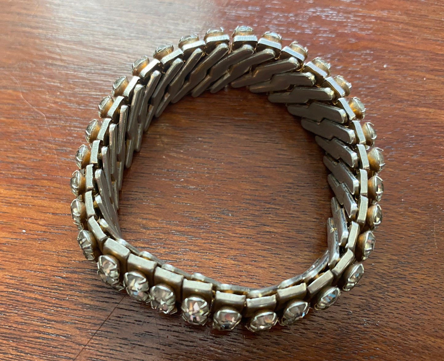 Vintage Art Deco Rhinestone EMPIRE Stretch Bangle Bracelet