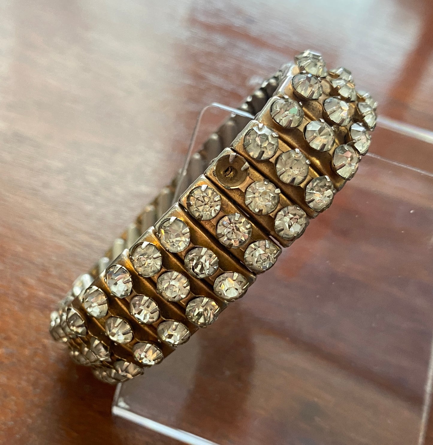 Vintage Art Deco Rhinestone EMPIRE Stretch Bangle Bracelet