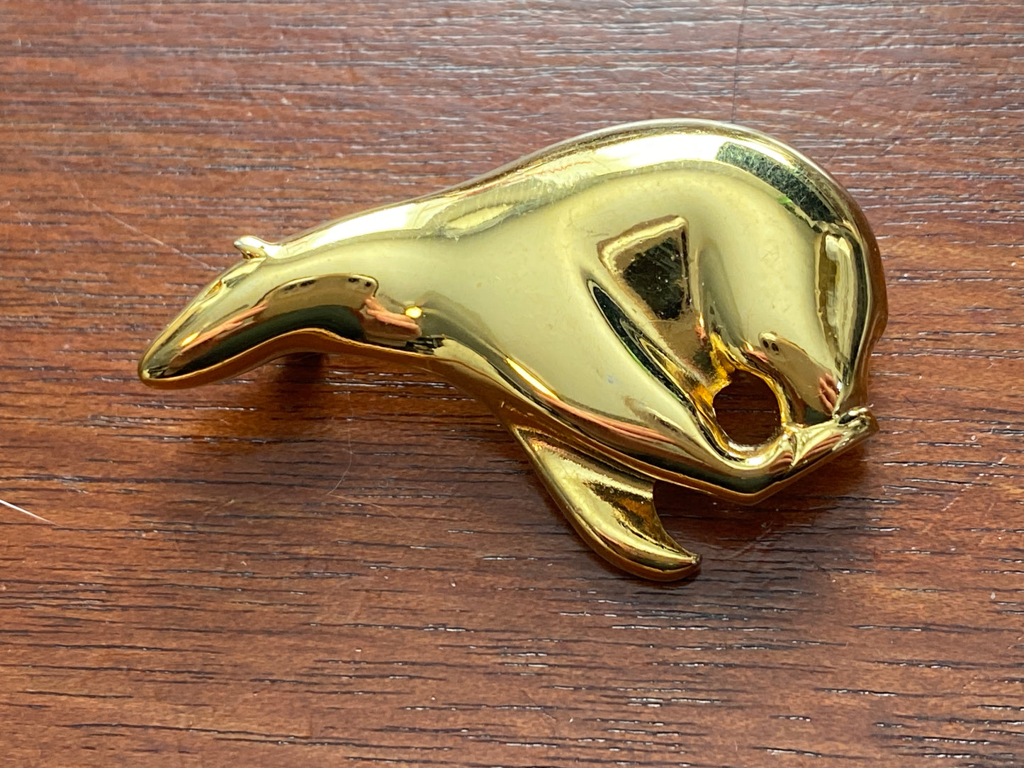 Vintage Shiny Gold Tone ANNE KLEIN Polar Bear Brooch Pin