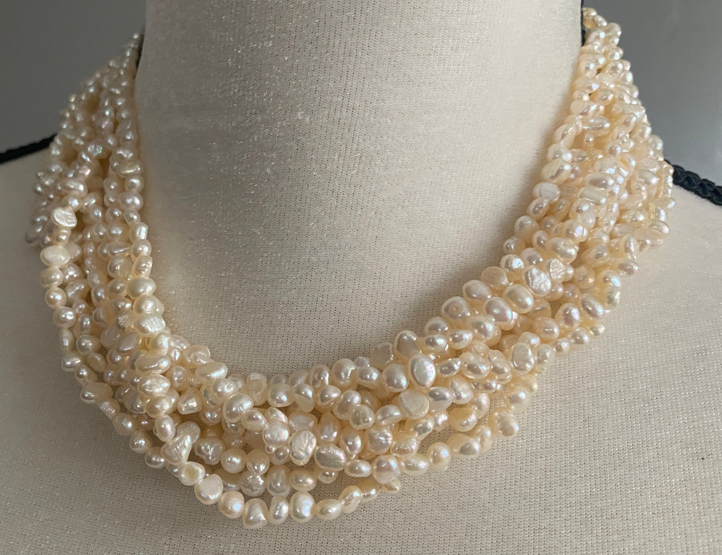 Ross-Simons Freshwater Pearl Multistrand Sterling Silver Collar Necklace w Box