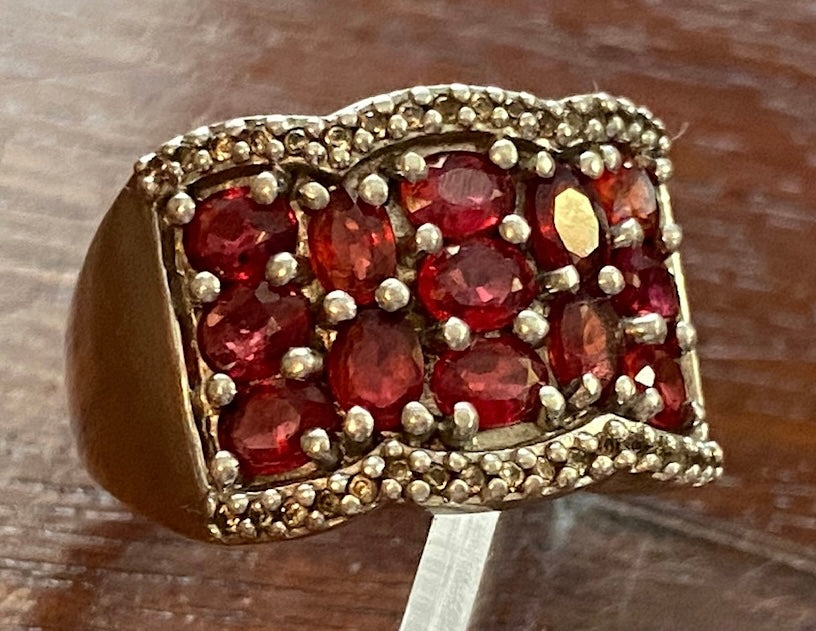 JTV BBJ Oval Garnet CZ Cluster Ring Sz 10