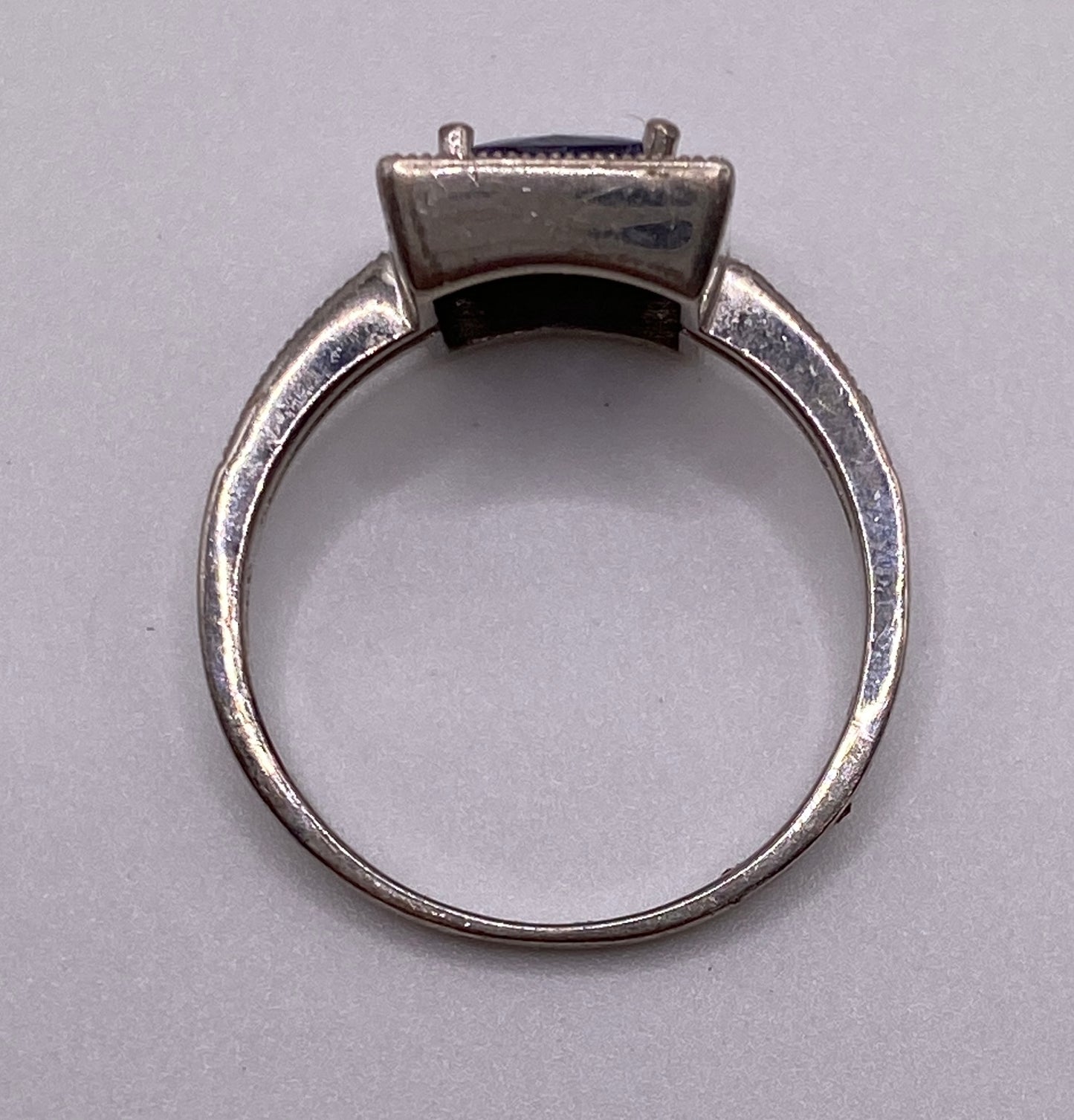 Sterling Silver 925 Princess Cut Tanzanite Square Halo Ring Sz 8