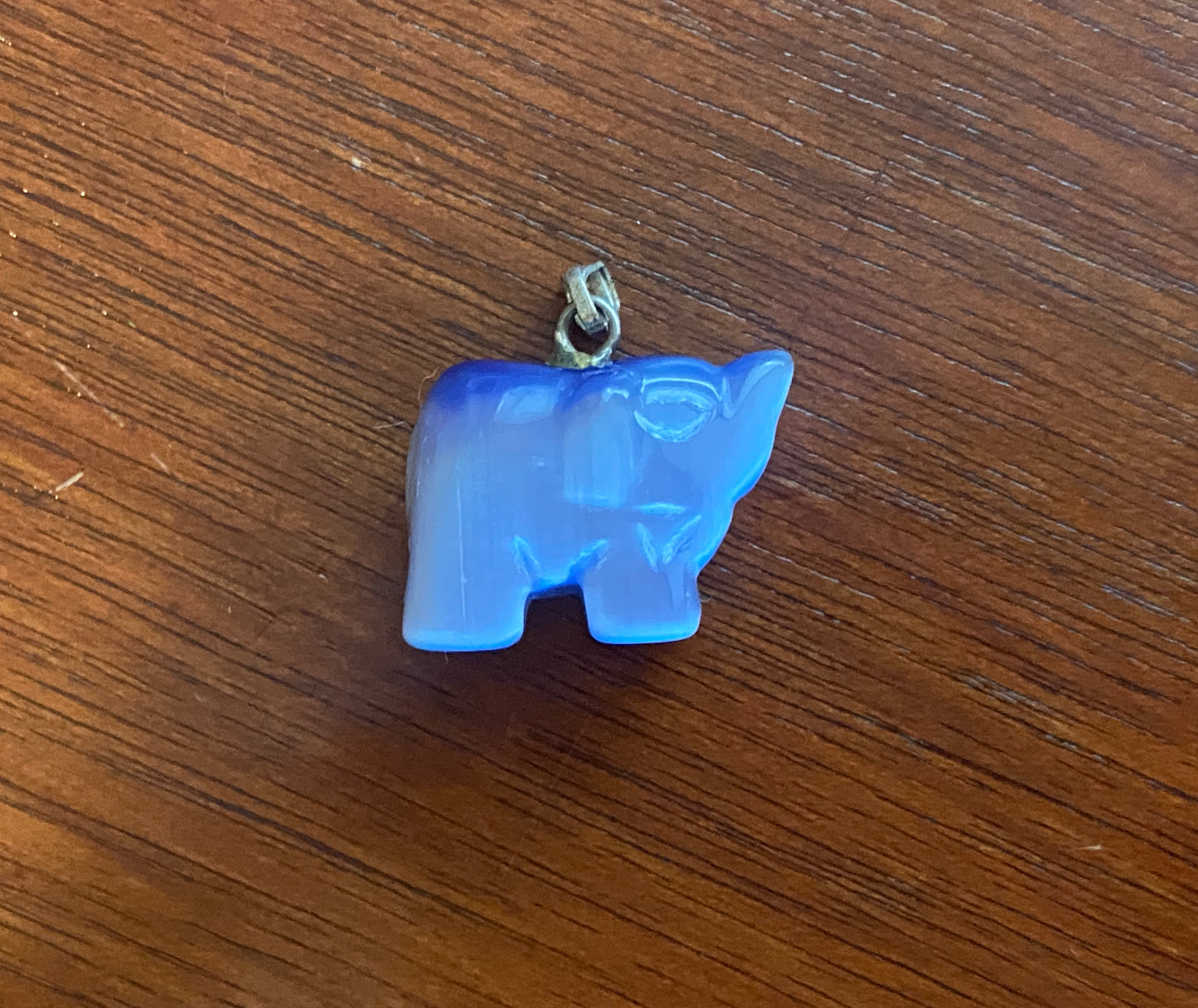 Blue Carved Elephant Pendant Charm