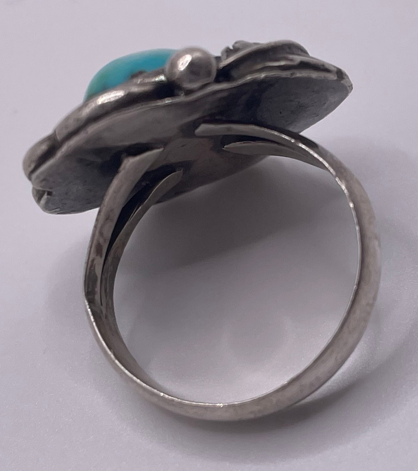 Vintage Sterling Silver 925 Turquoise Leaf Ring Sz 6