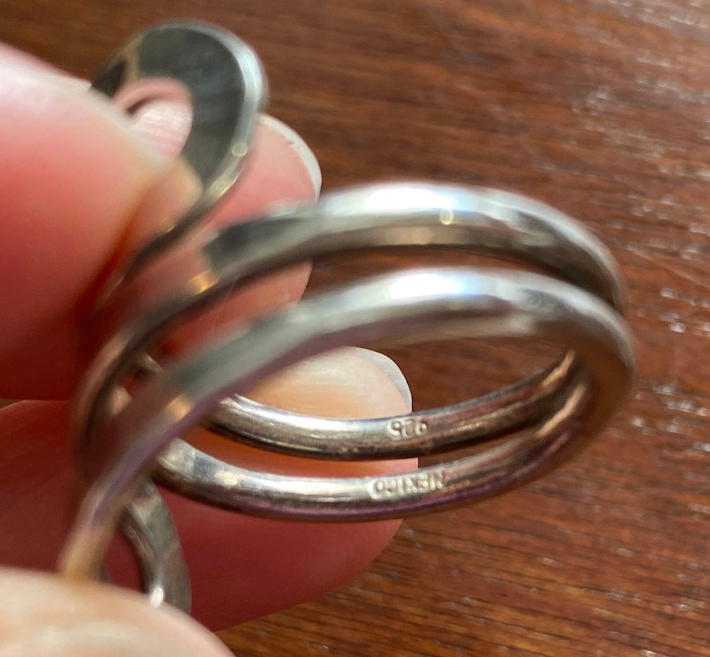 Unisex Sterling Silver 925 Modern Hammered Large Ring Sz 10.25