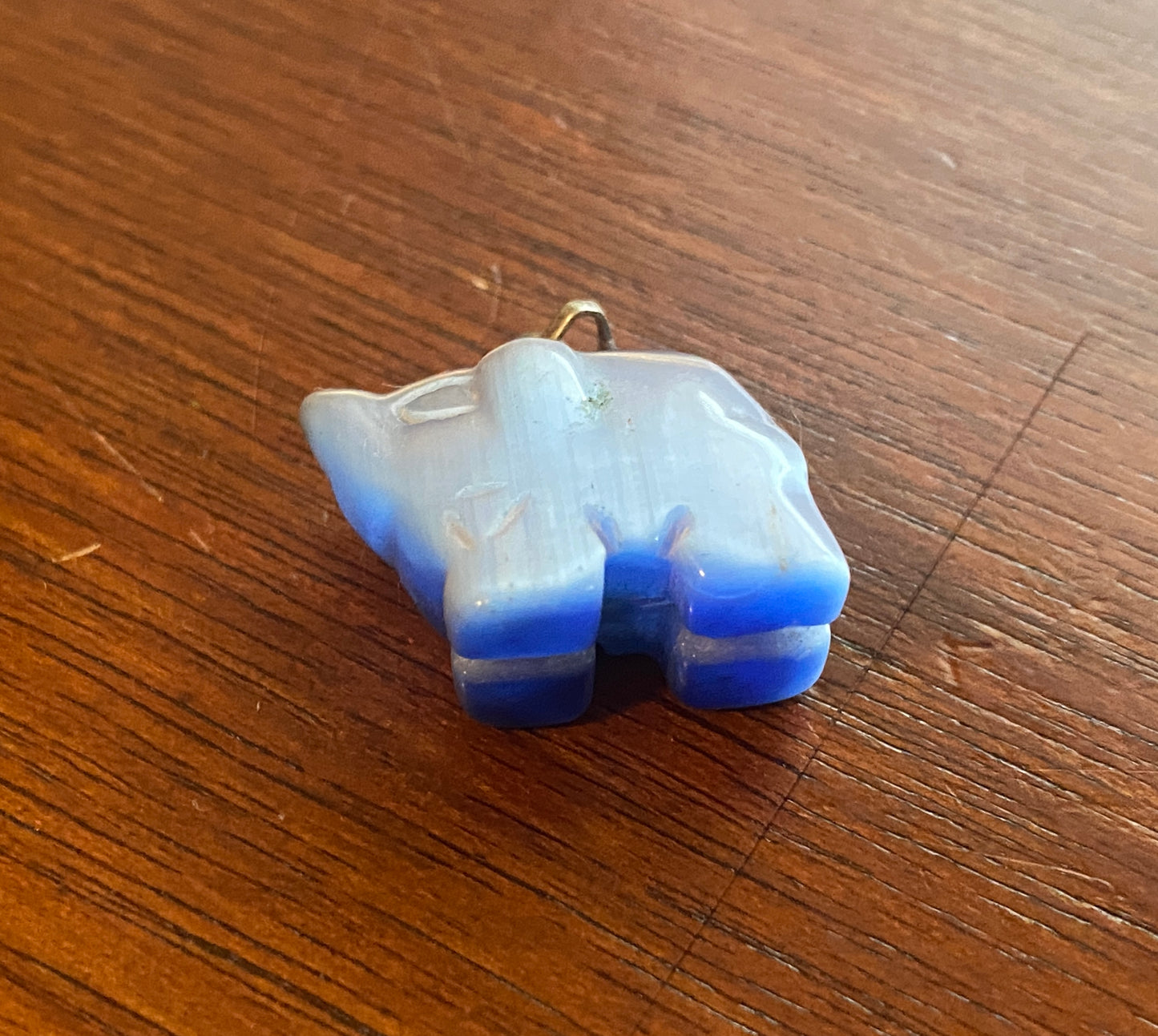 Blue Carved Elephant Pendant Charm