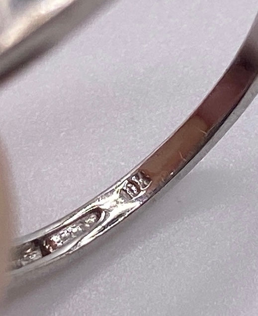 10k White Gold Trillion Cut Pink CZ Cocktail Ring Size 6.5 - Signed LGL
