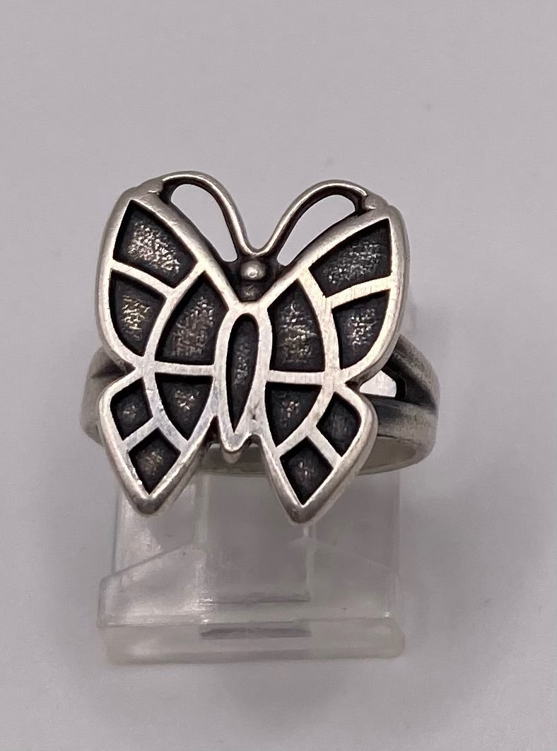 Vintage Sterling Silver 925 Bells Trading Post Butterfly Ring Sz 6.25