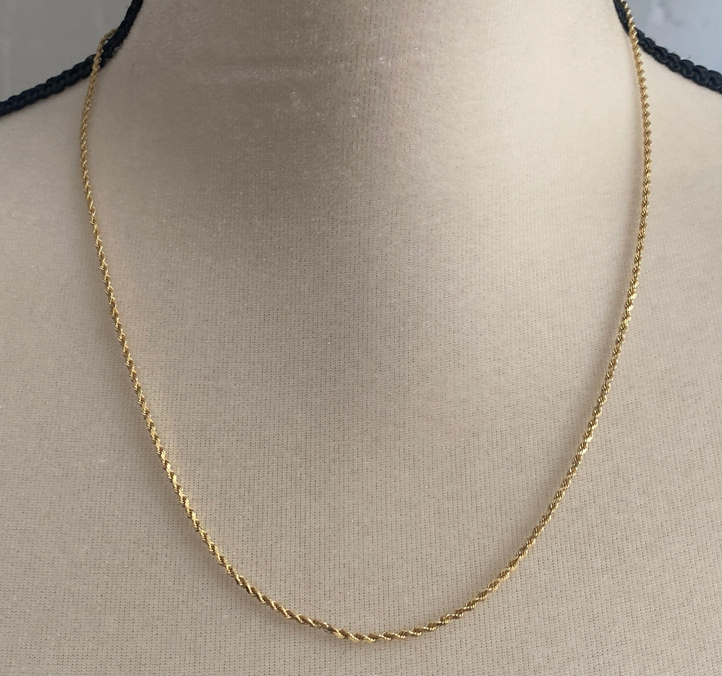 14k Yellow Gold Twist Rope Chain Necklace 20" Long x 1.5mm Wide