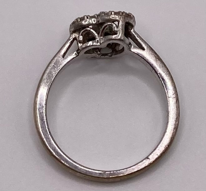 Sterling Silver 925 Gold Diamond Heart Ring Sz 6.5